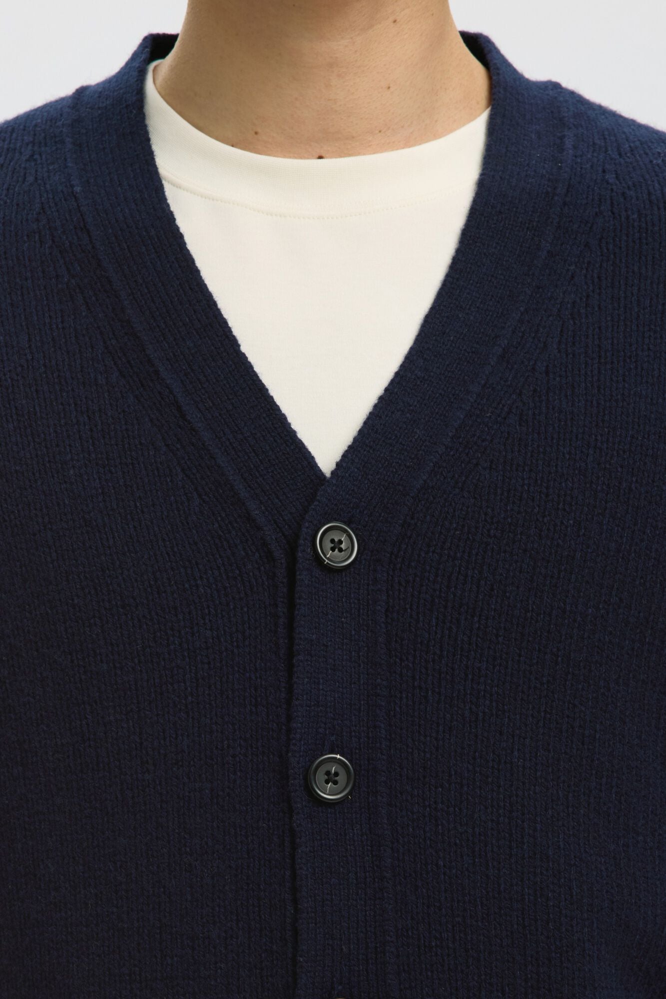Selected RWS wool relaxed fit cardigan Navy