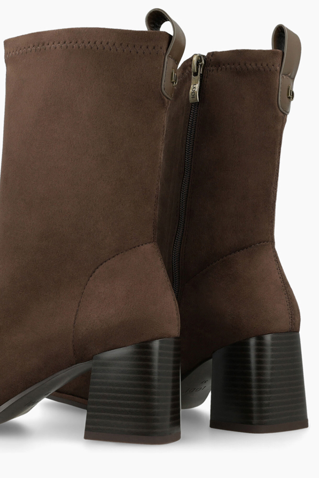 Lodi Stretch leather effect ankle ankle boots with heel Dark brown