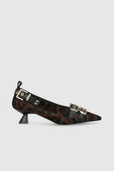 Lodi Animal print leather court shoes with embellishments Printed brown