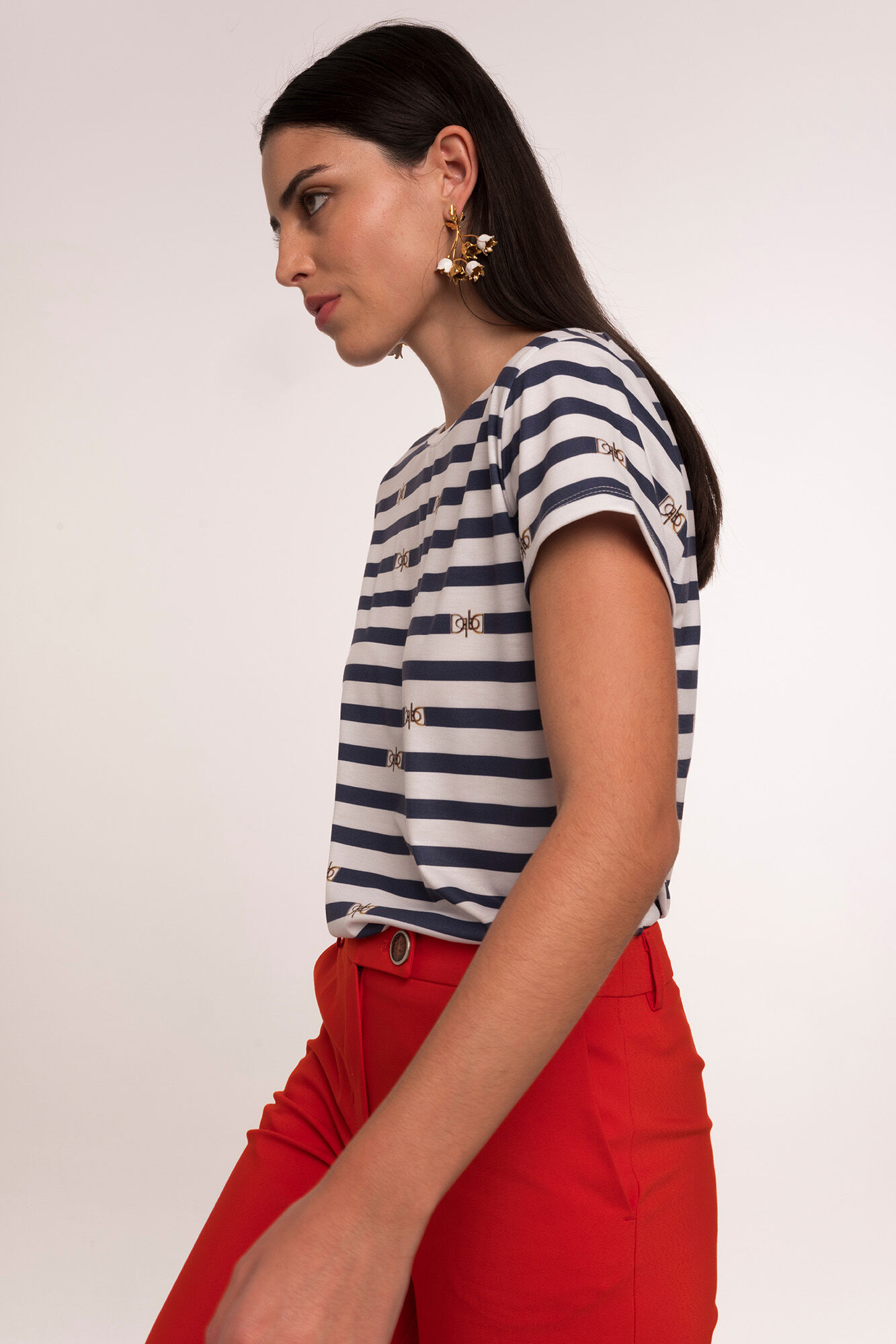 Dolores Promesas Camiseta rayas marineras con logo Azul