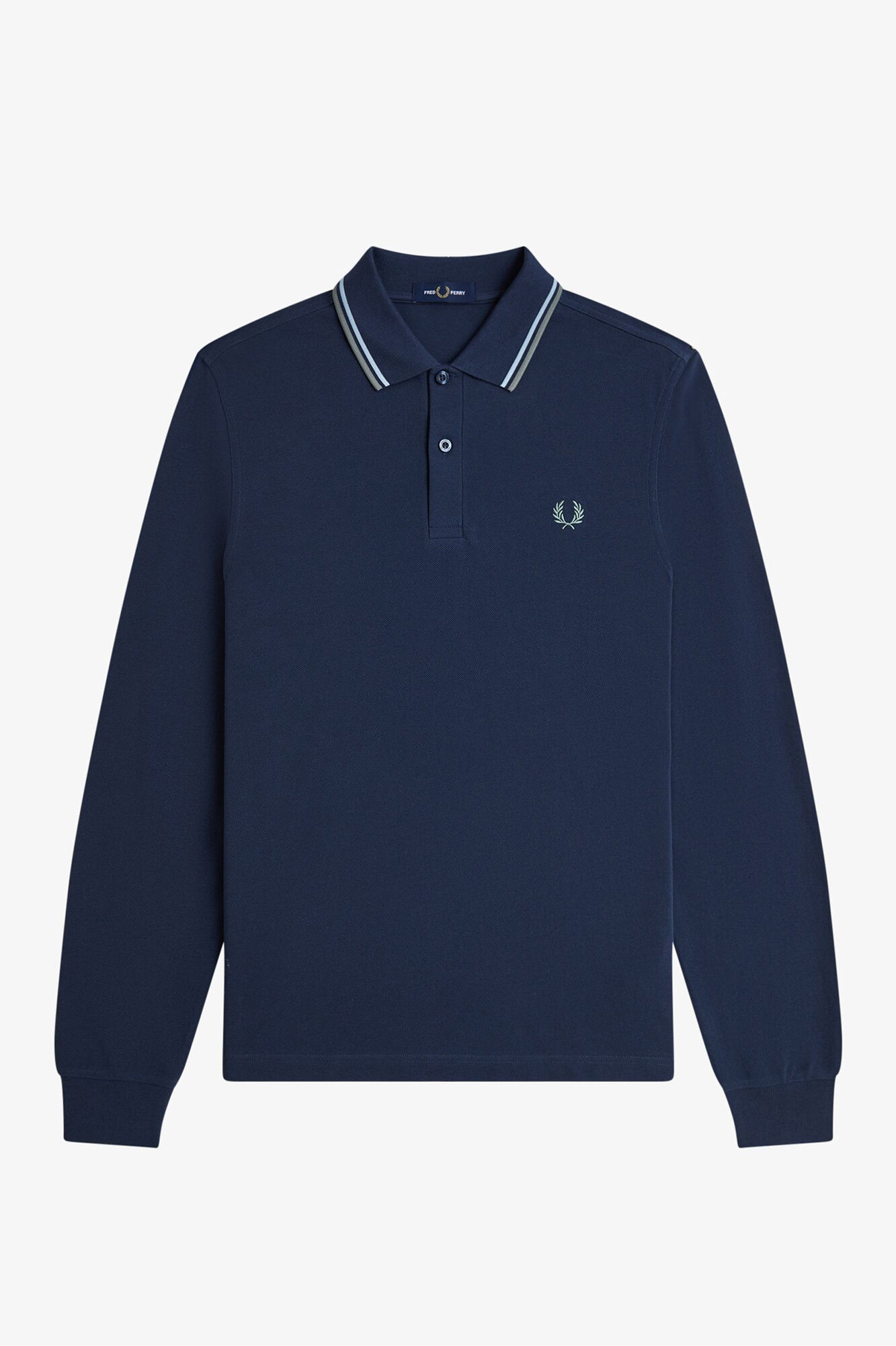 Fred Perry Polo piqu&eacute; de manga comprida masculina Azul