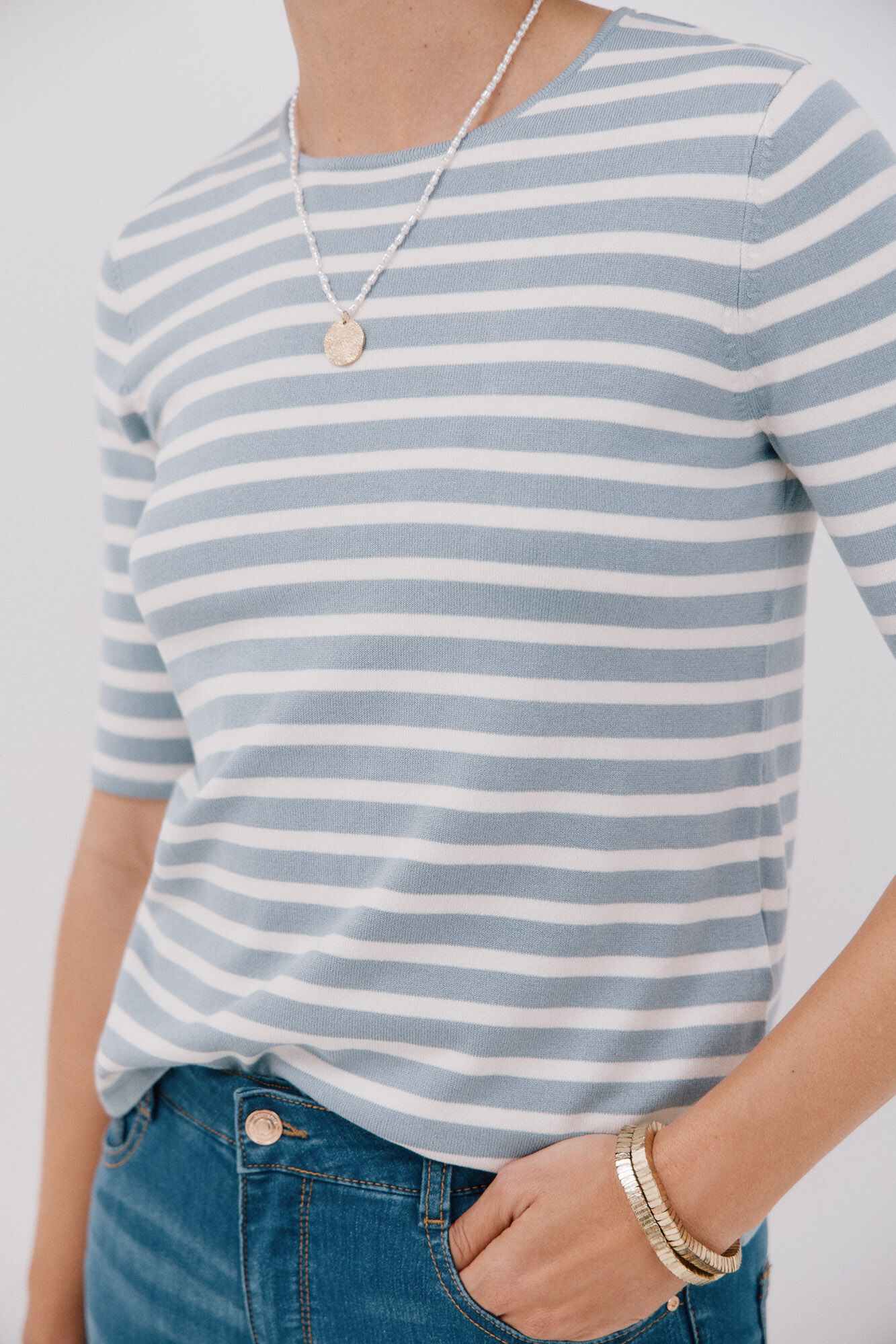 Cortefiel Short-sleeved jumper Blue