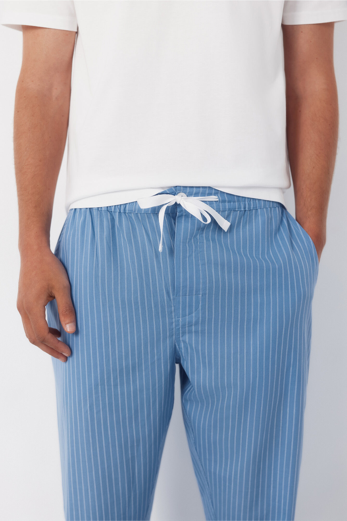 Cortefiel Jersey-knit and fabric pyjama set White