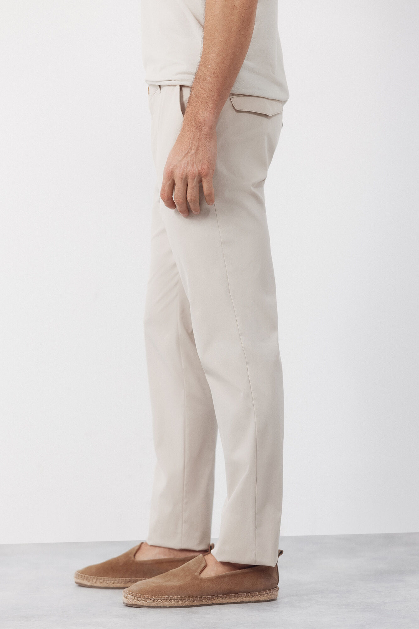 Cortefiel Slim fit technical chinos trousers Beige