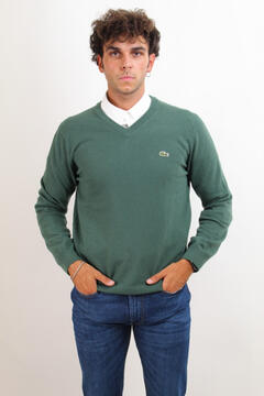 Cortefiel Regular fit wool v sweater Green