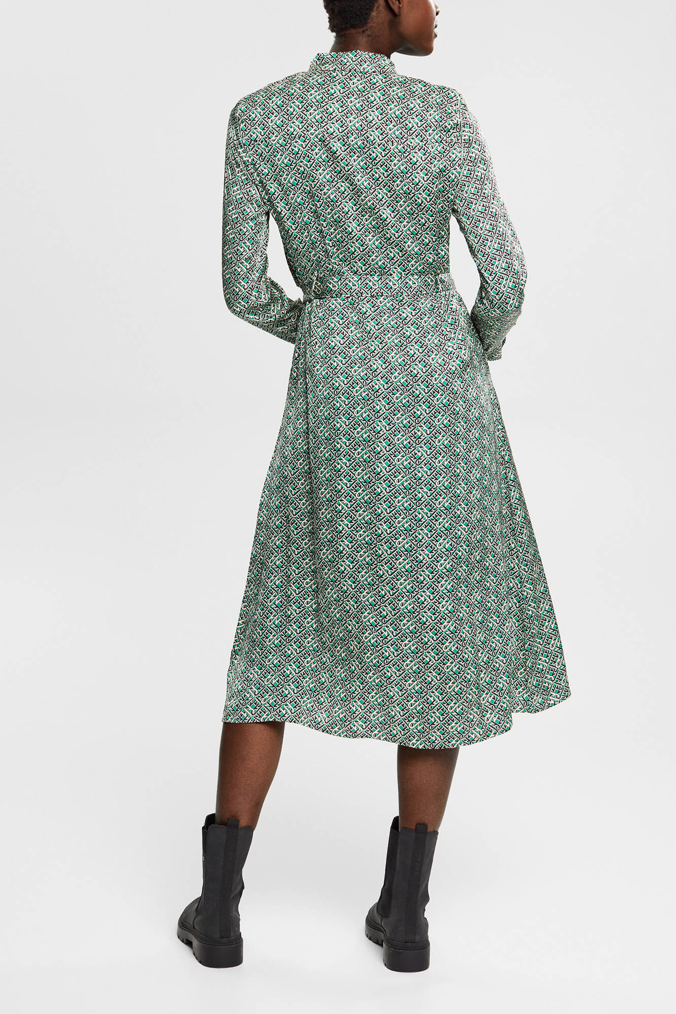 Esprit Long printed shirt dress Printed green