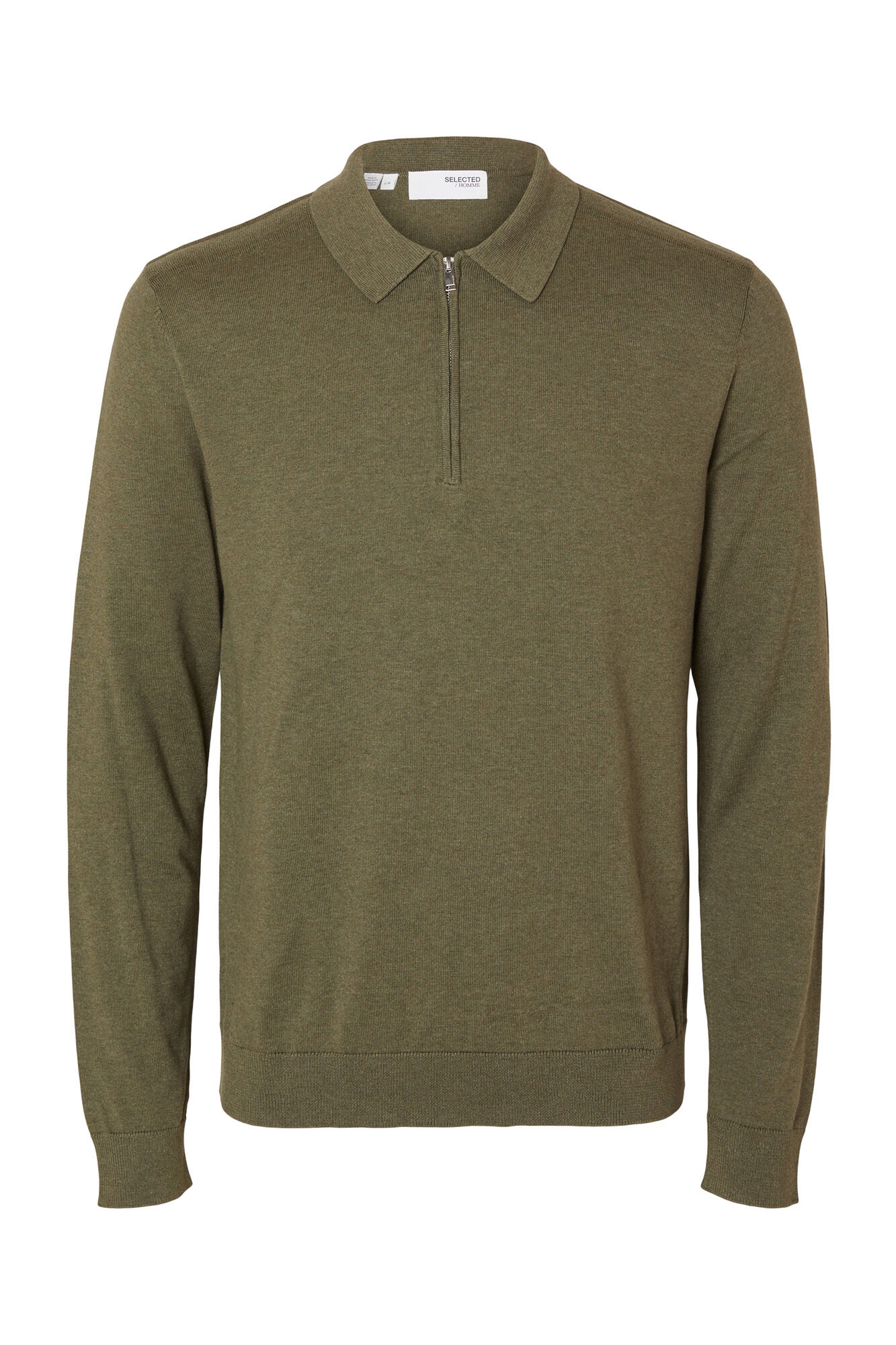 Selected Jersey polo media cremallera 100% algod&oacute;n.