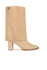 Cortefiel Women's Demi Suede Heeled Boot  Nude