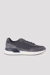 Cortefiel Leather and textile sneaker Grey