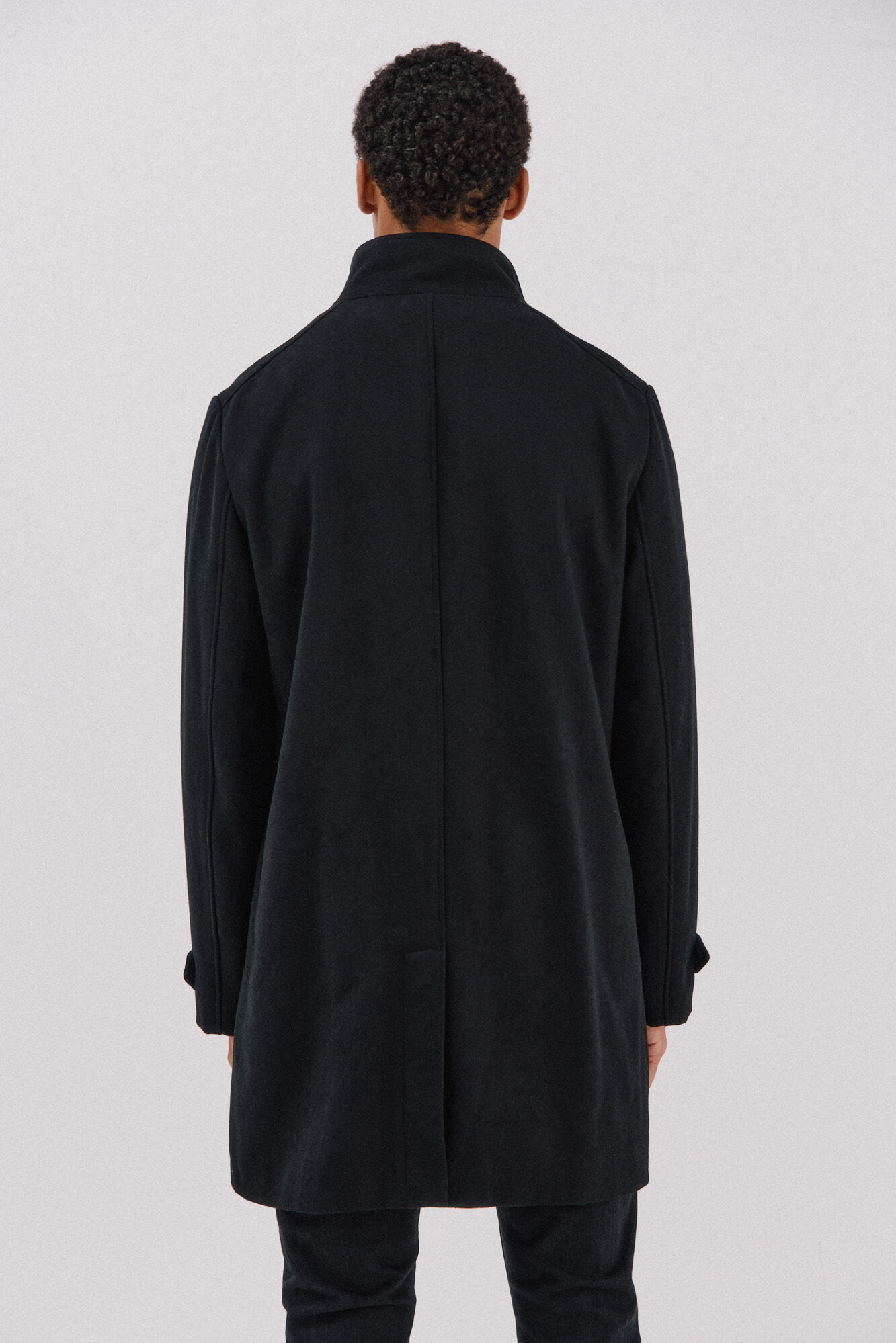 Cortefiel Coat with removable lining stand-up collar Black