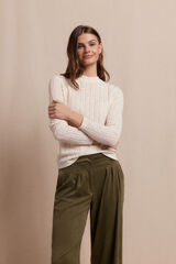 Slowlove Top malha estrutura Ecru