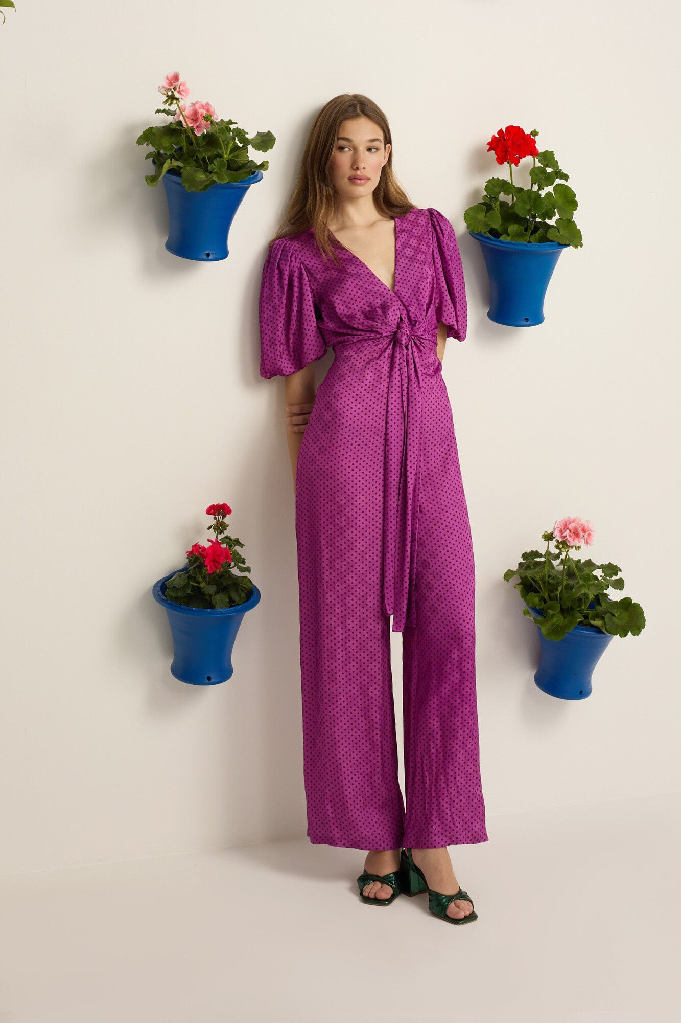 Silbon Macac&atilde;o Event Collection com n&oacute; e bolinhas Roxo