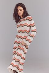 Slowlove Vestido punto ondas multicolor Marfil