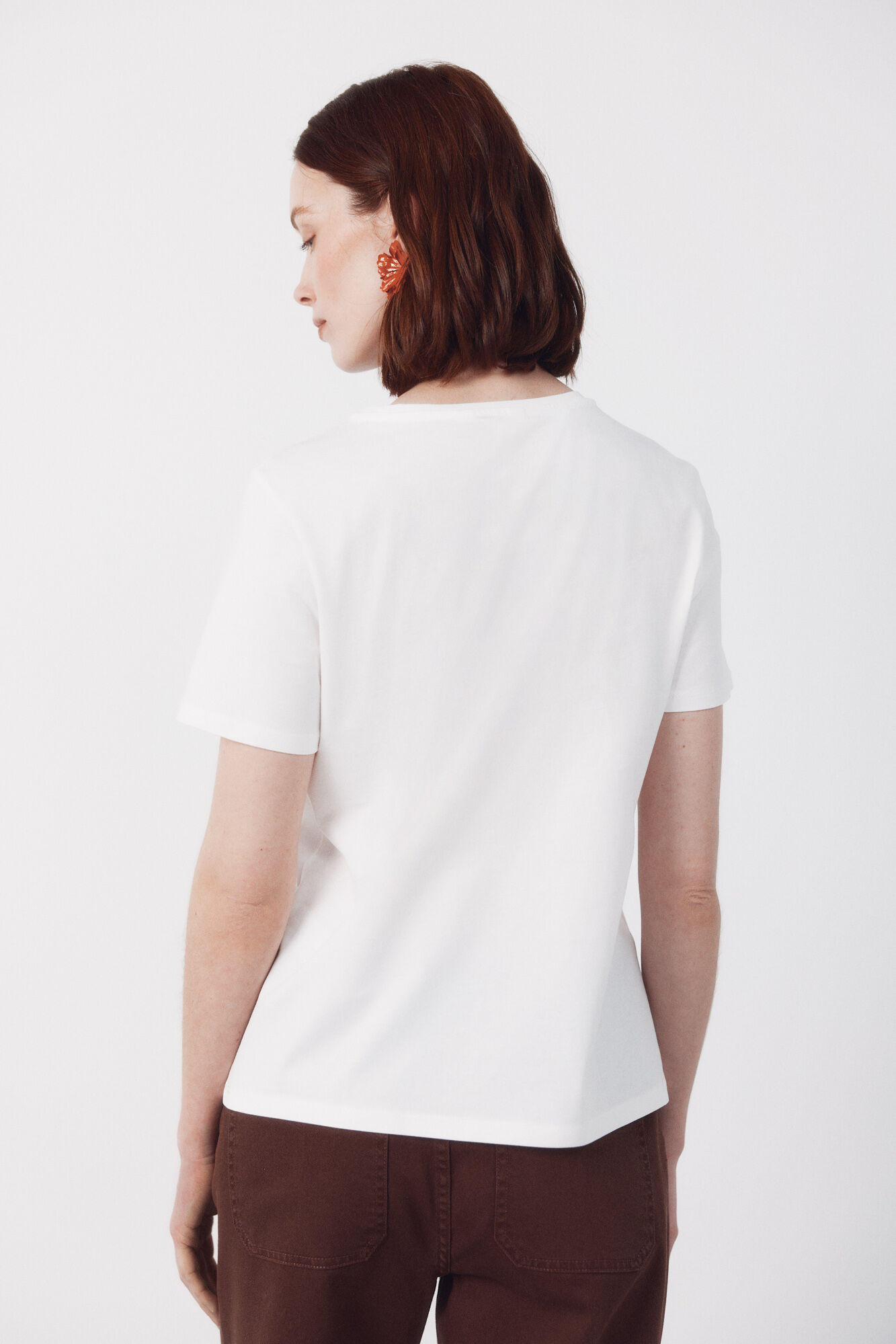Cortefiel T-shirt with crochet patch White