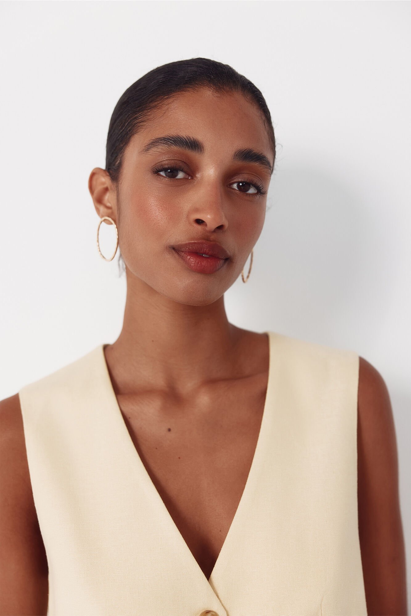 Cortefiel Tailored waistcoat Yellow