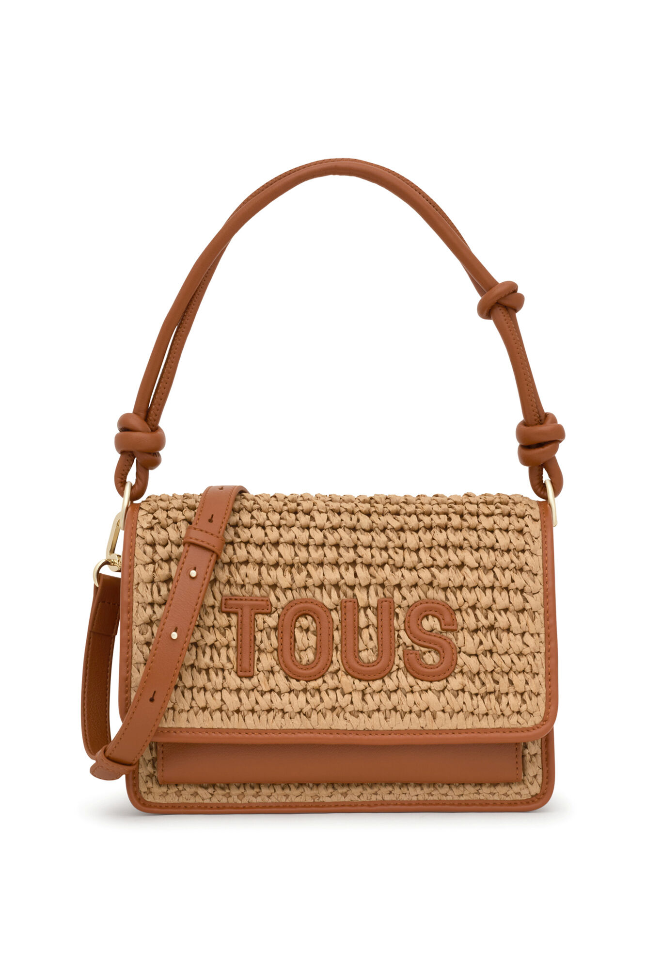 Tous Camel Audree Rafia Medium Crossbody Bag Beige