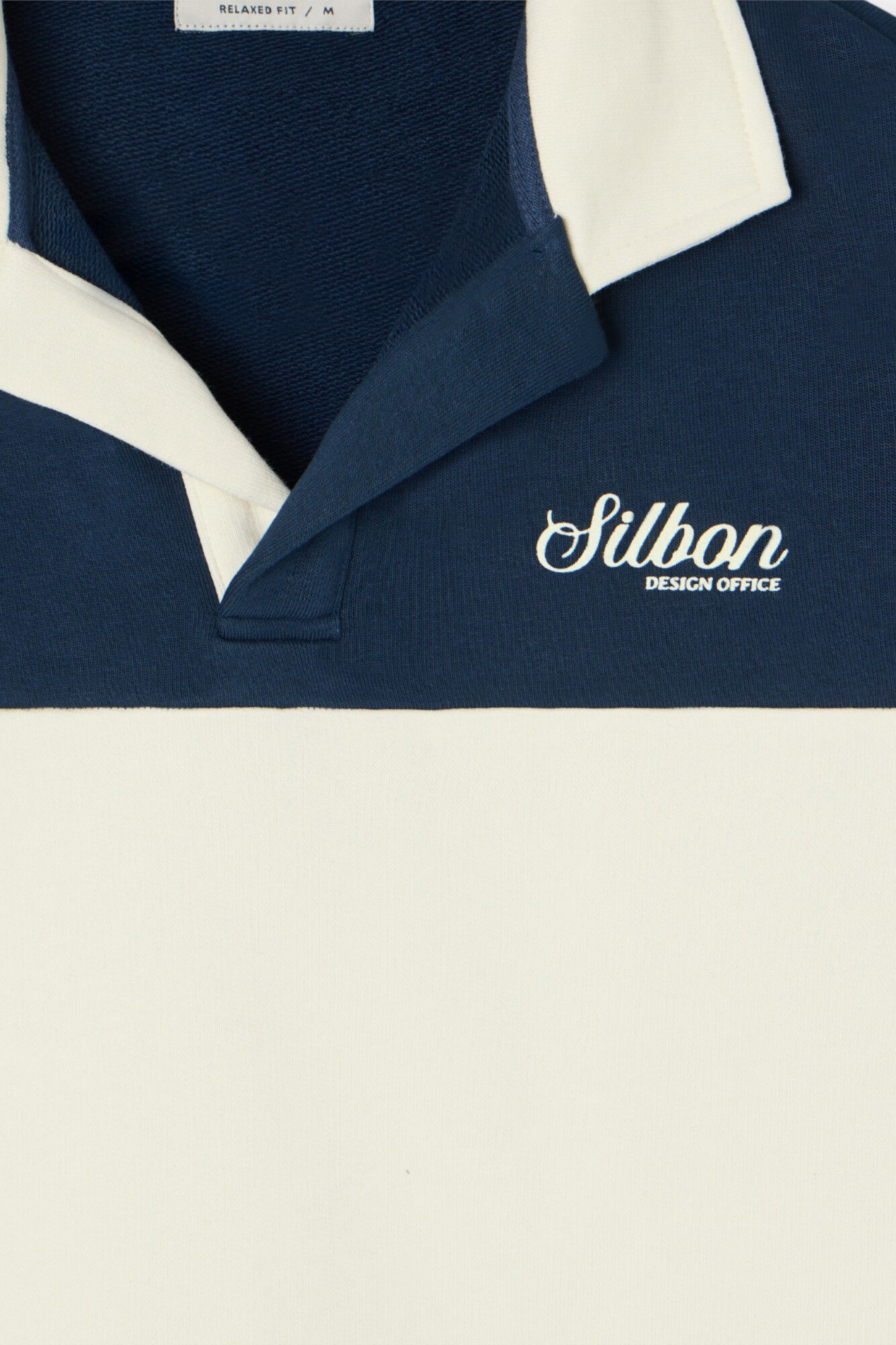 Silbon Moletom com gola polo e sweatshirt de ajuste relaxado Azul