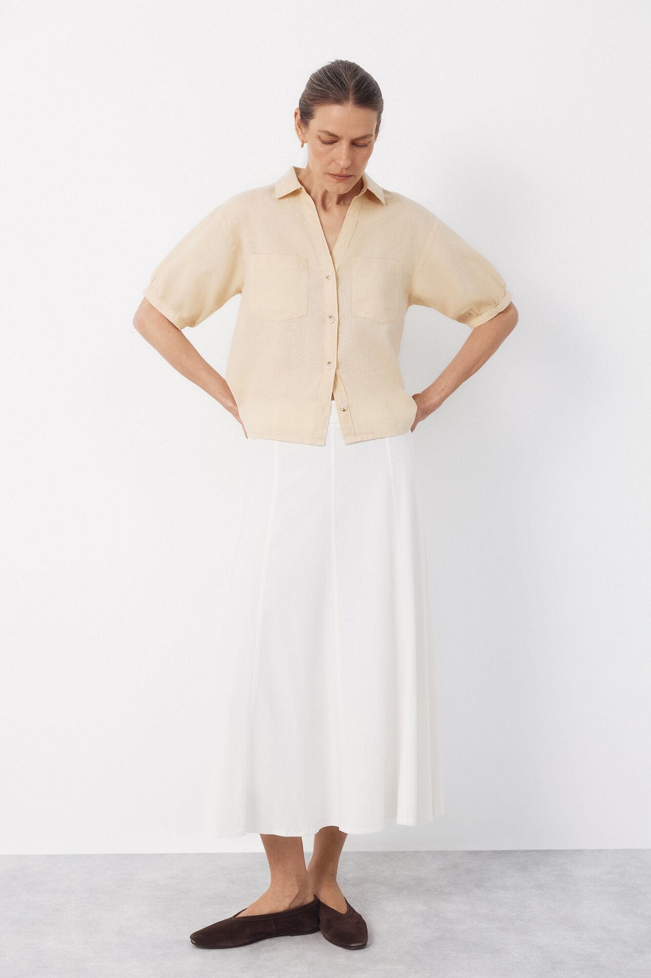 Cortefiel Rustic short sleeve shirt Yellow