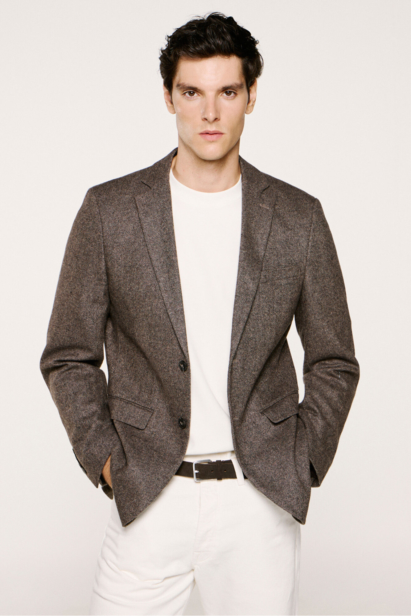 Selected Blazer de l&atilde; slim fit Castanho