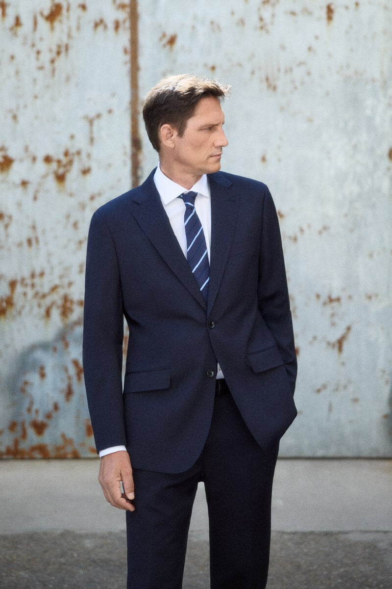 Cortefiel Navy plain faux leather jacket
