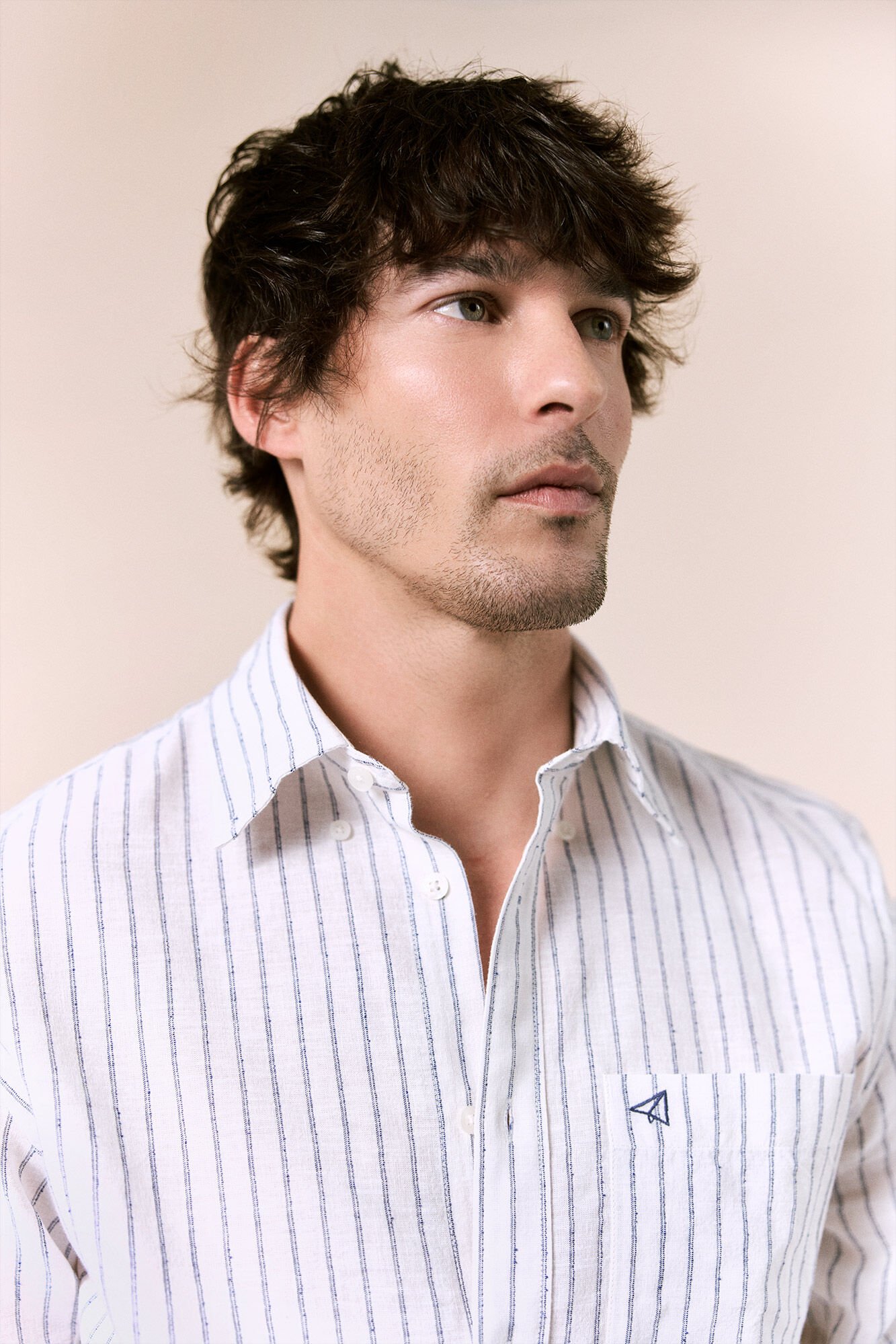 OOTO Camisa rayas lino manga larga