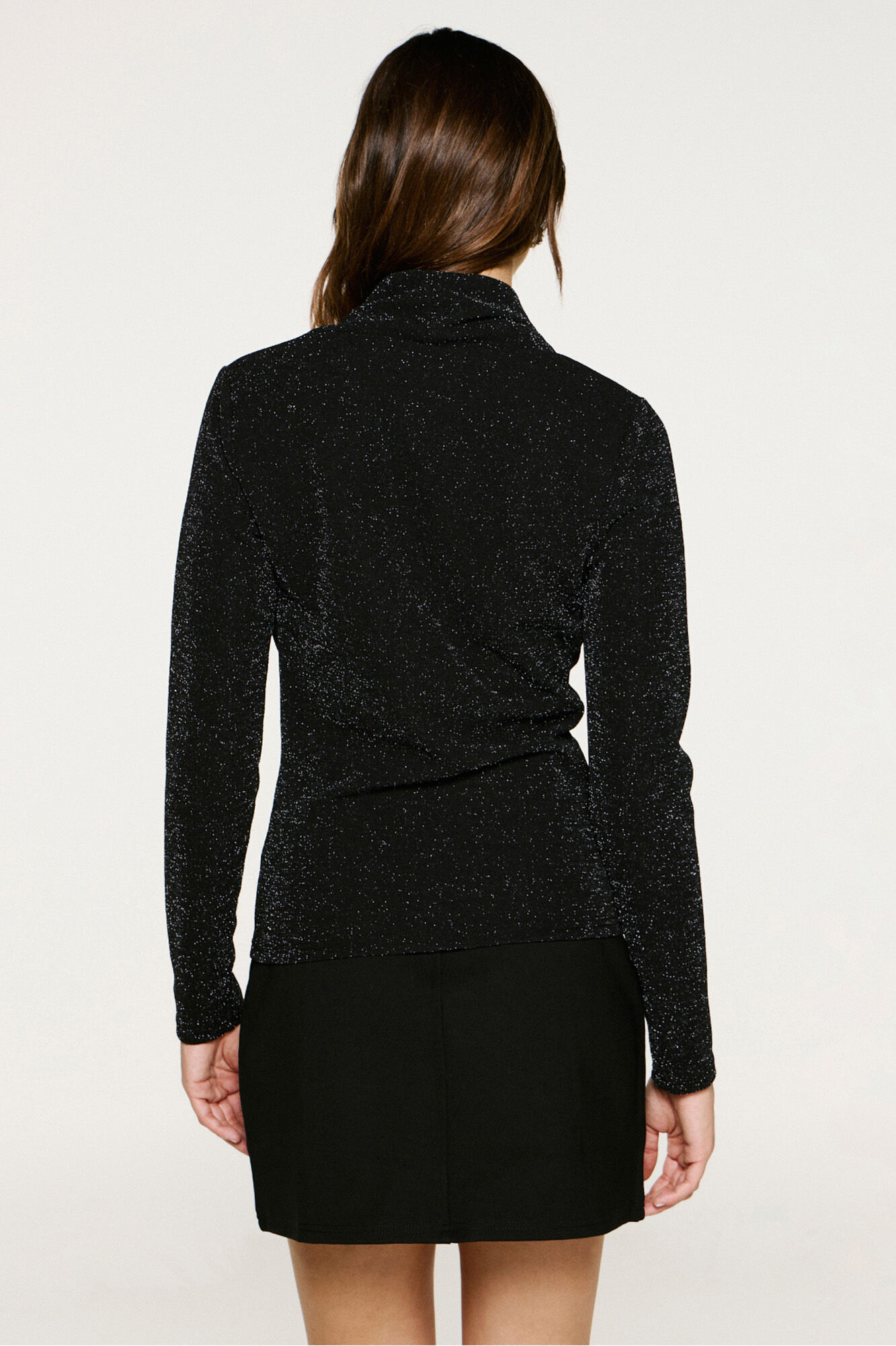 Selected Top de manga comprida com glitter  Preto