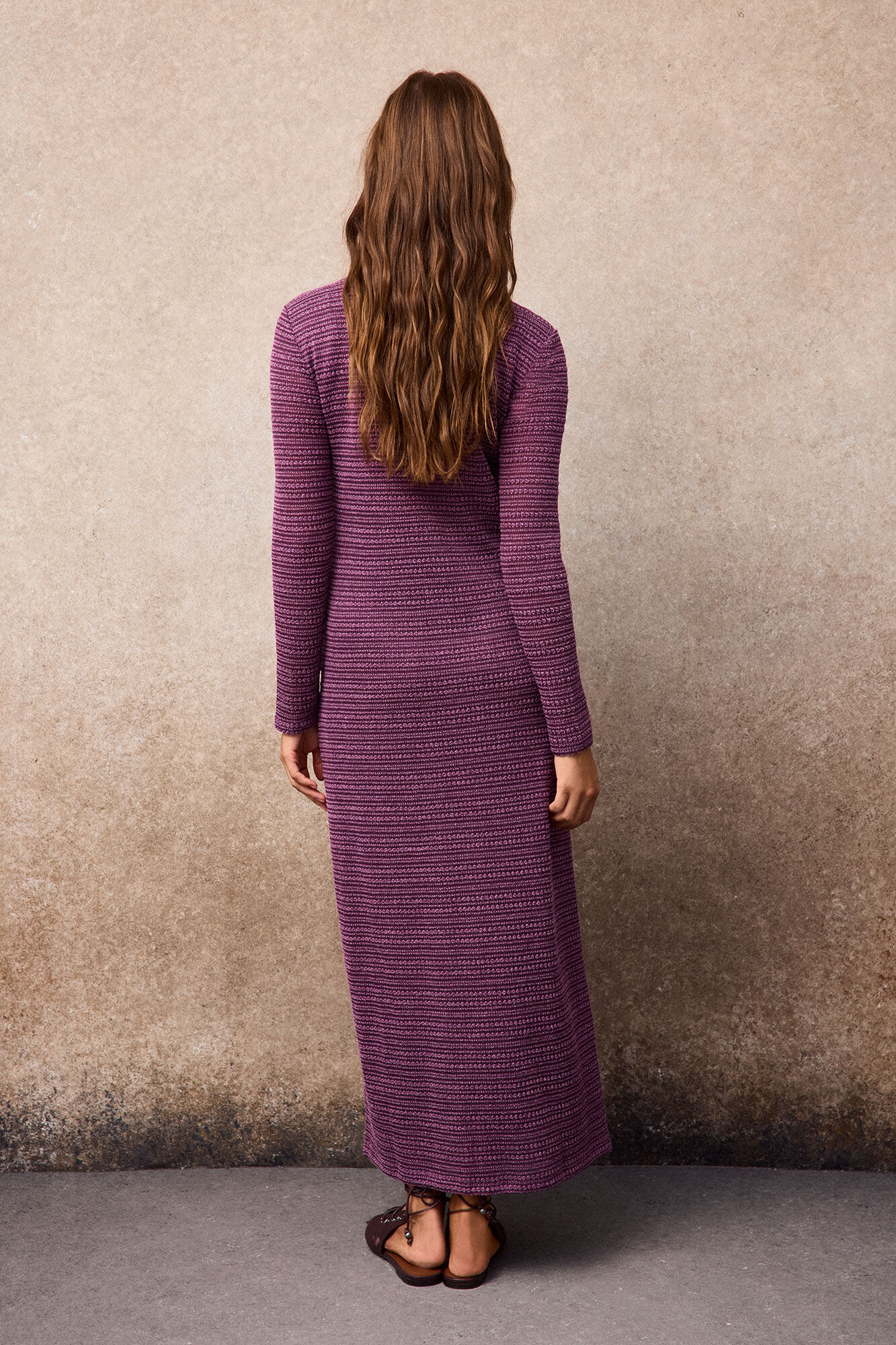 Slowlove Vestido estructura rayas Lila