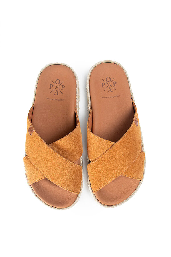 Cortefiel Niger split leather sandals  Brown