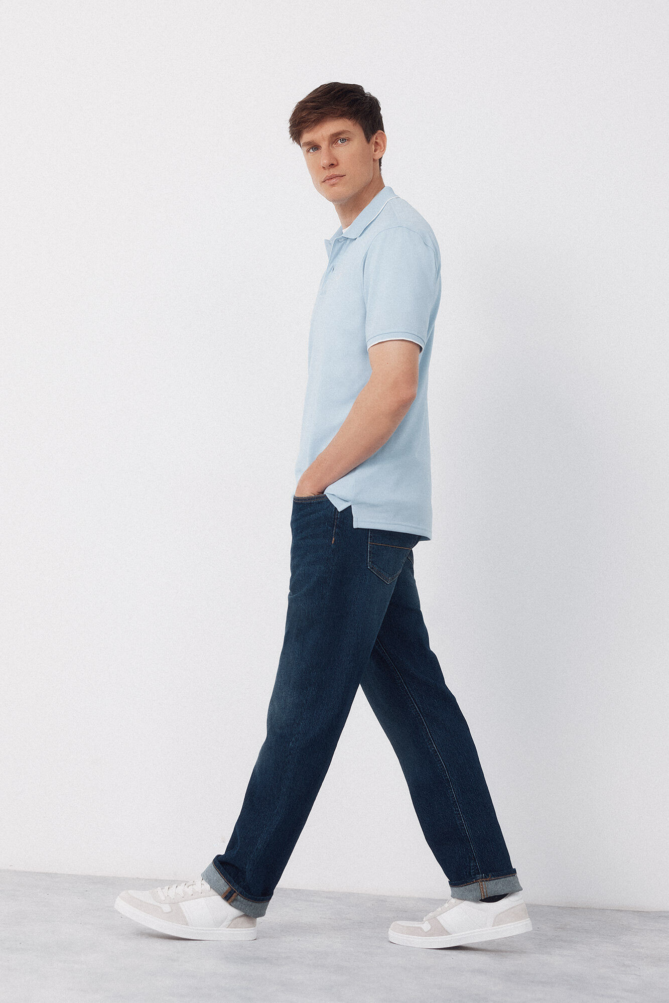 Cortefiel Coolmax&reg; jacquard collar polo shirt