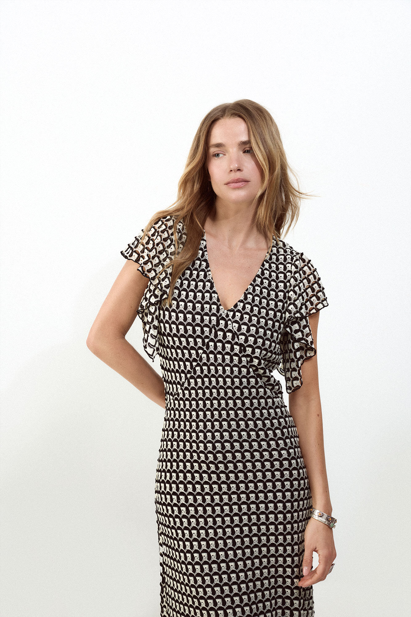 Slowlove Multicoloured structured dress Black