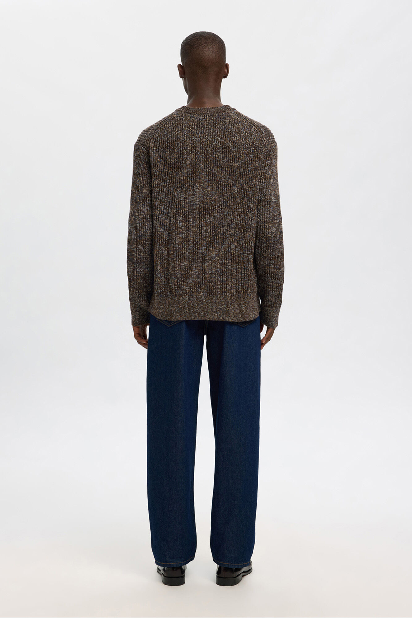 Selected Camisola de gola caixa 100% algod&atilde;o org&acirc;nico Castanho