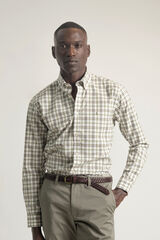 PuroEGO Camisa xadrez de algod&atilde;o slim fit Verde