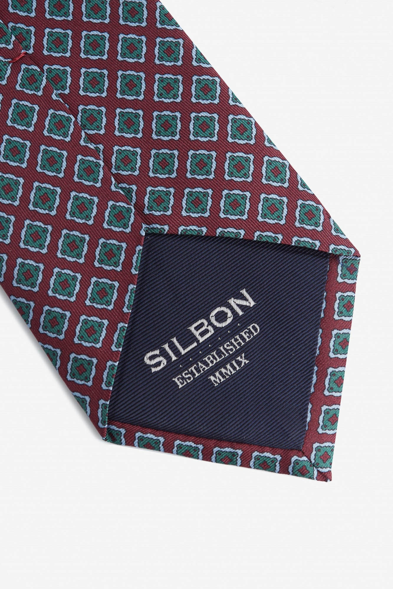 Silbon Corbata motivo geometrico Rojo