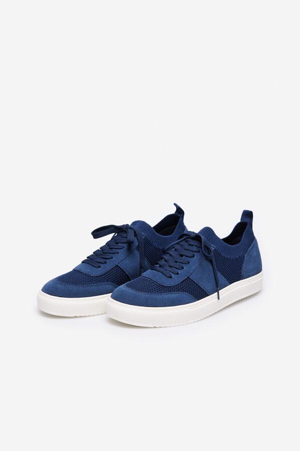 Cortefiel Leather and textile trainer Navy