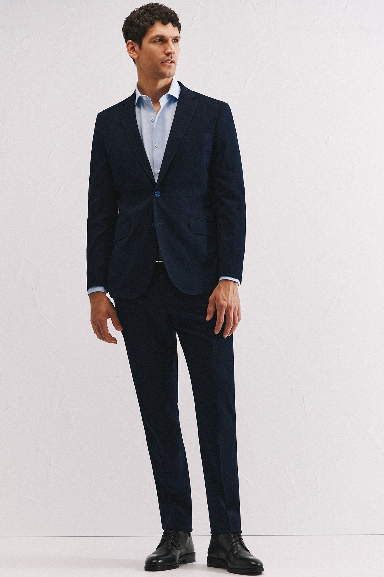 Cortefiel Slim fit easy-iron ottoman dress shirt Blue