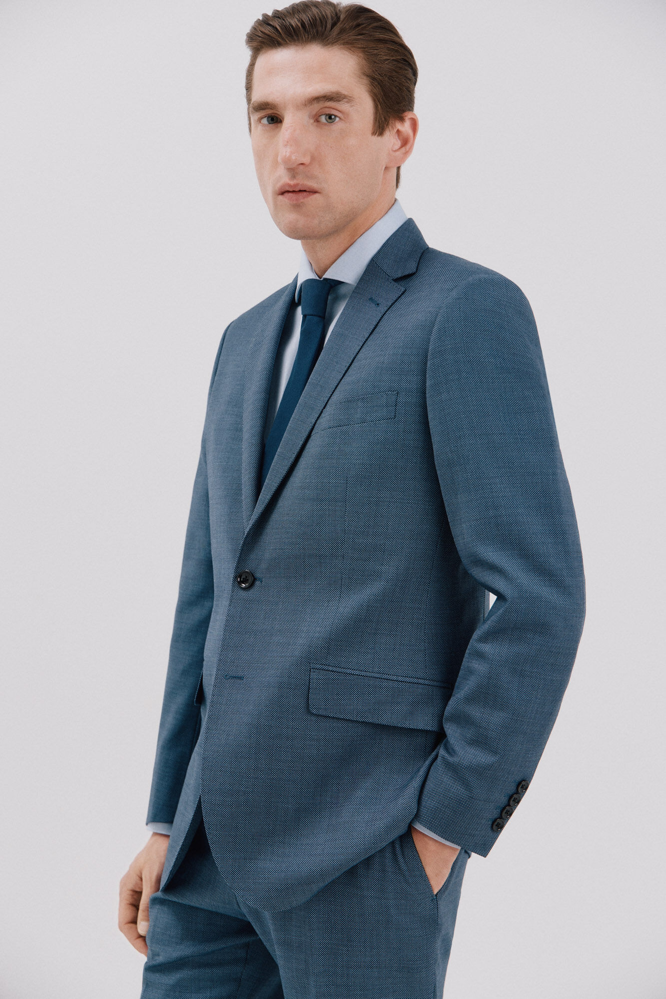 Cortefiel Coolmax&reg; birdseye weave blazer Blue