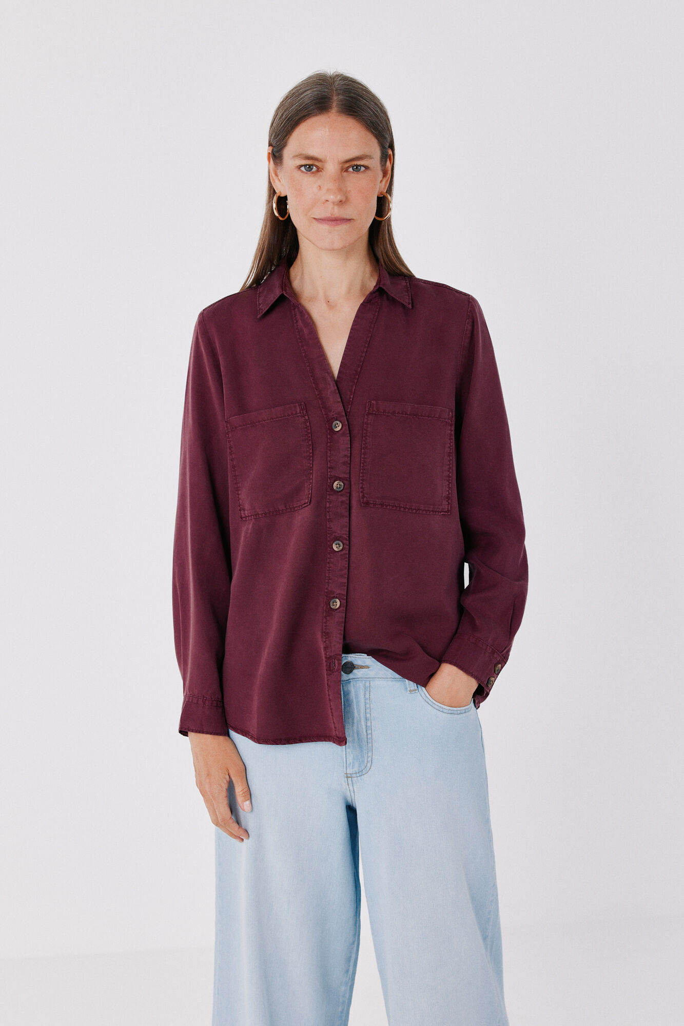 Cortefiel Camisa de ganga Tencel