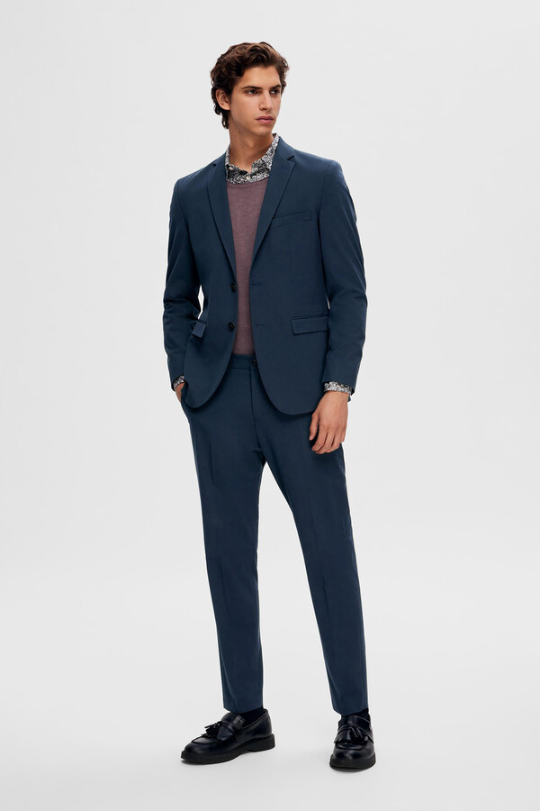 Cortefiel Slim fit jersey-knit blazer made with Lenzing Ecovero Navy