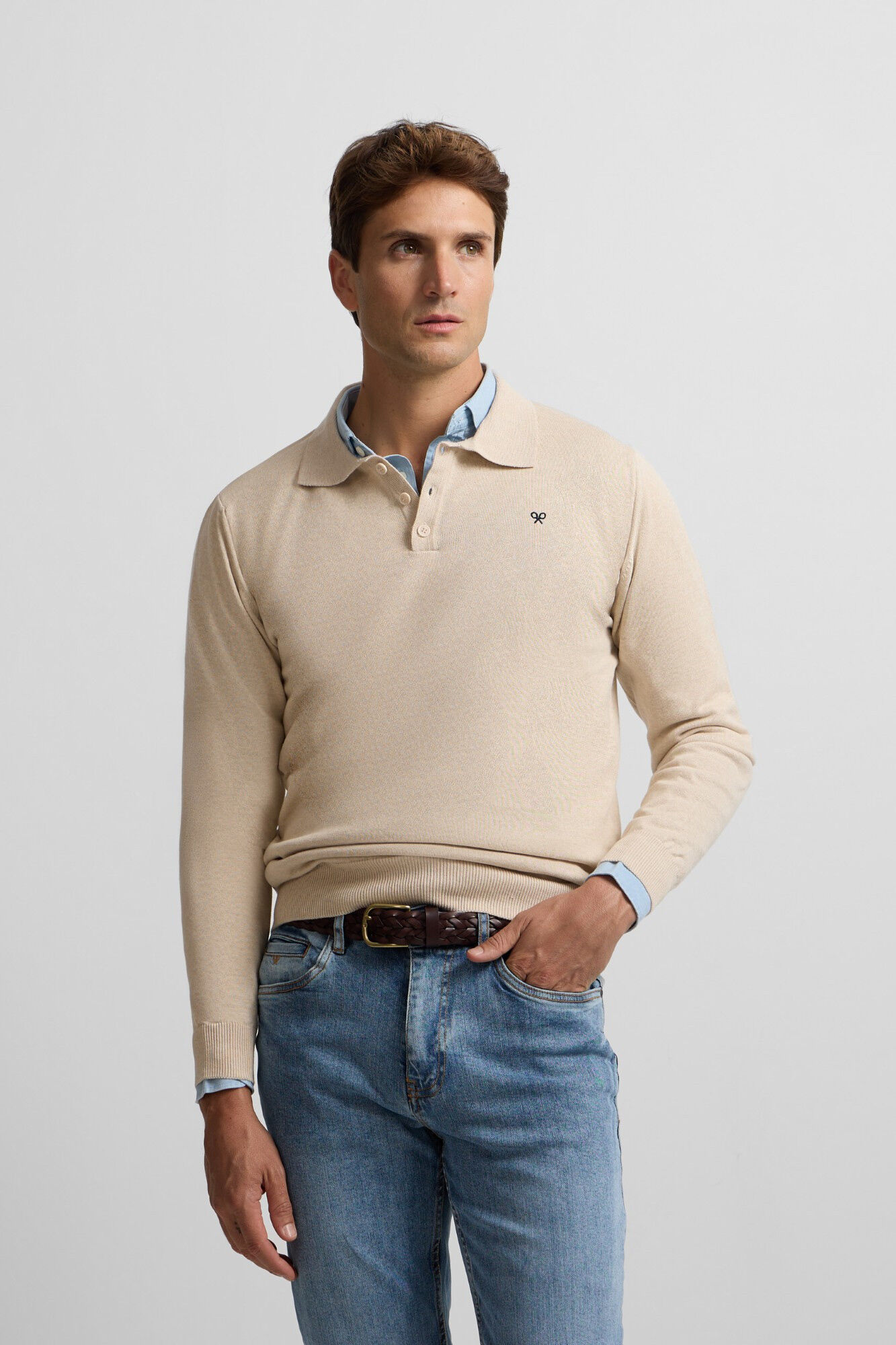 Silbon Camisola de gola polo Tostado