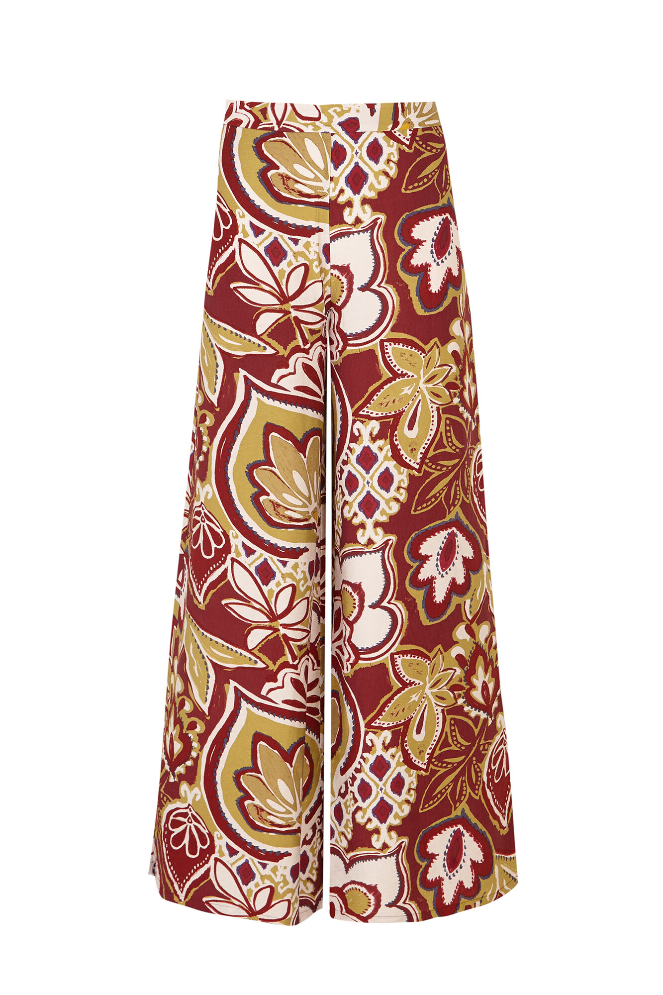 Cortefiel Printed wide-leg trousers Printed white