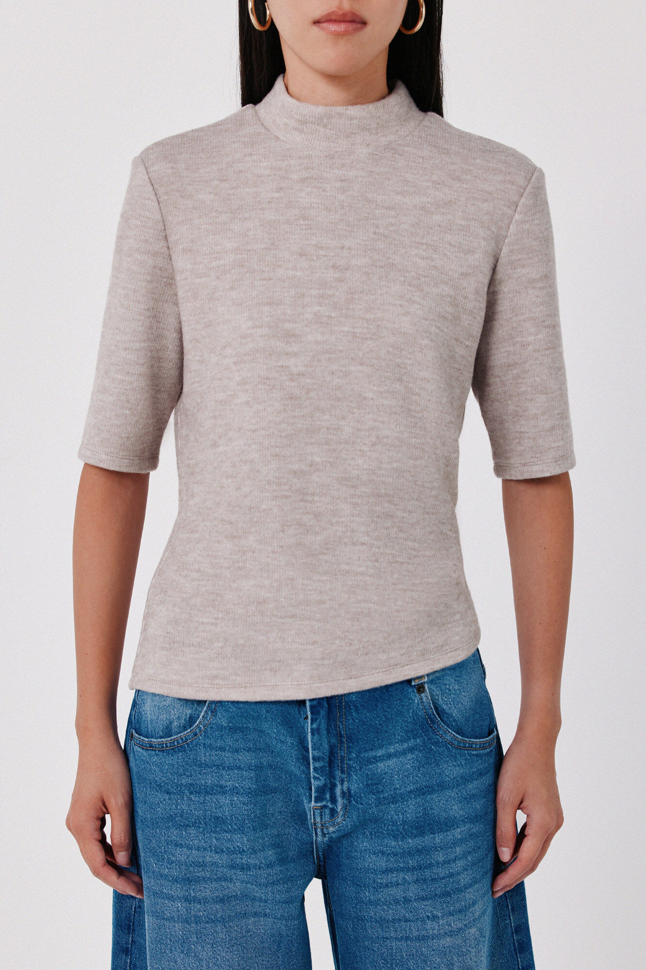Cortefiel Short sleeve top Beige