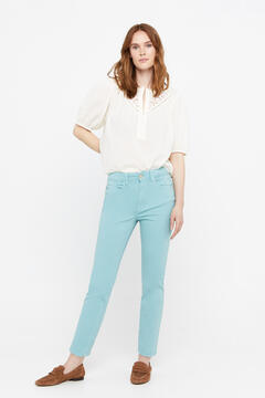 Cortefiel Cropped 5-pocket jeans Turquoise