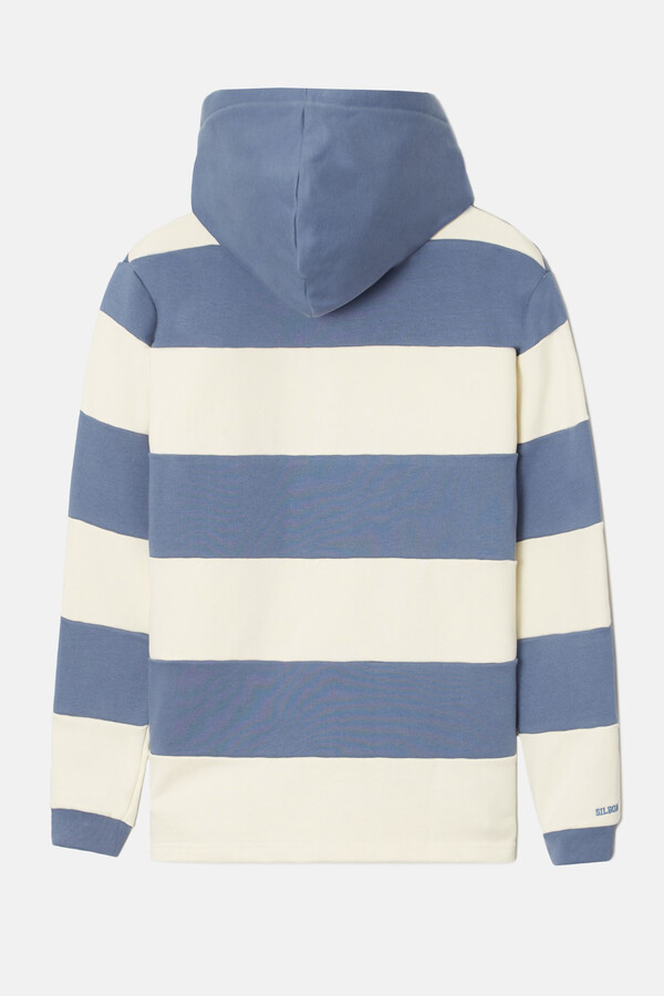Cortefiel Broad striped hooded sweatshirt Blue