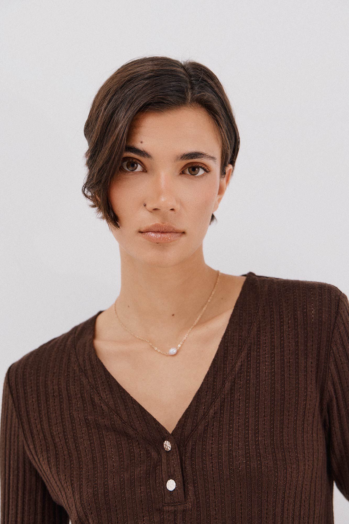 Cortefiel Baker's structured t-shirt Dark brown