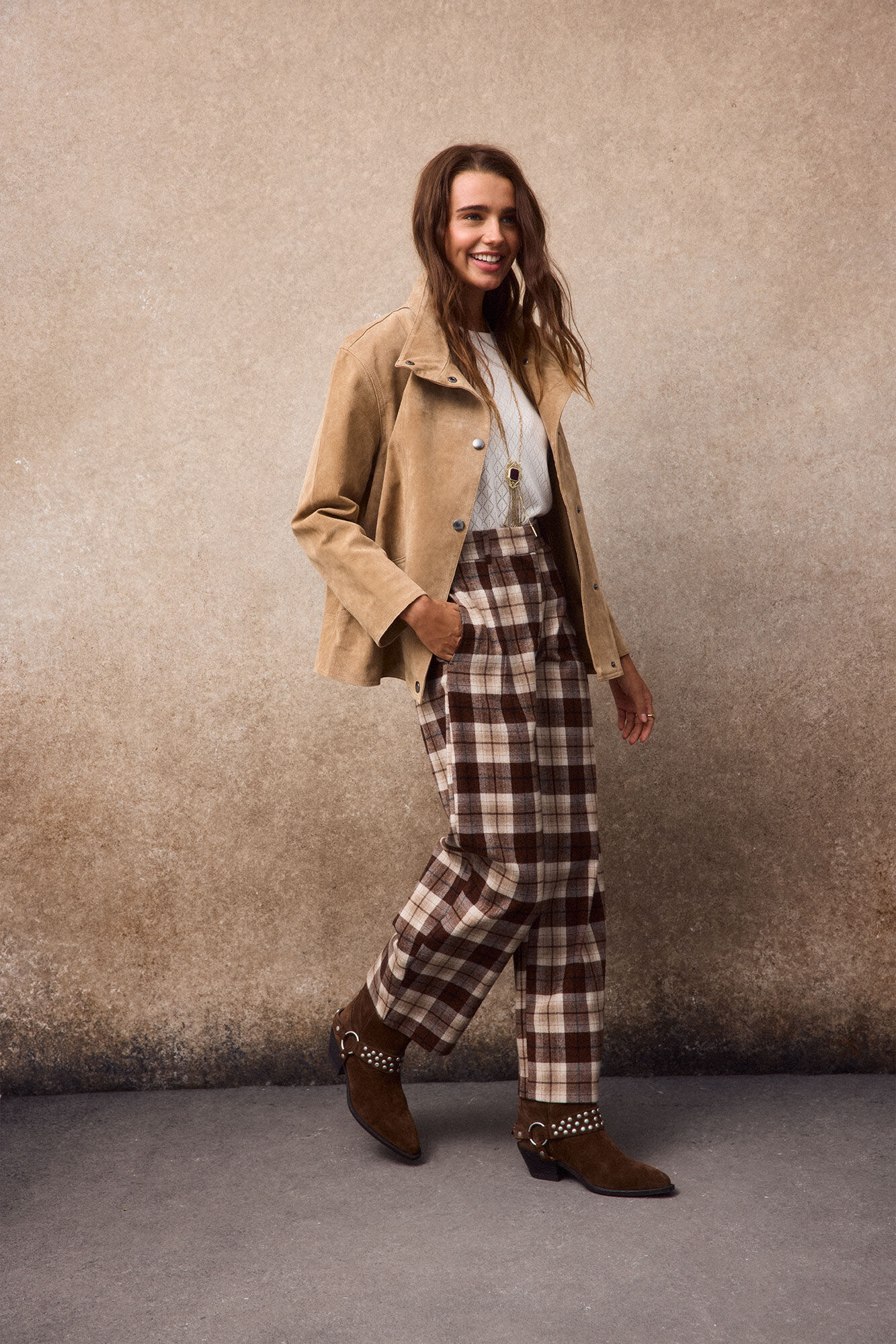 Slowlove Cal&ccedil;a corte barrel em xadrez