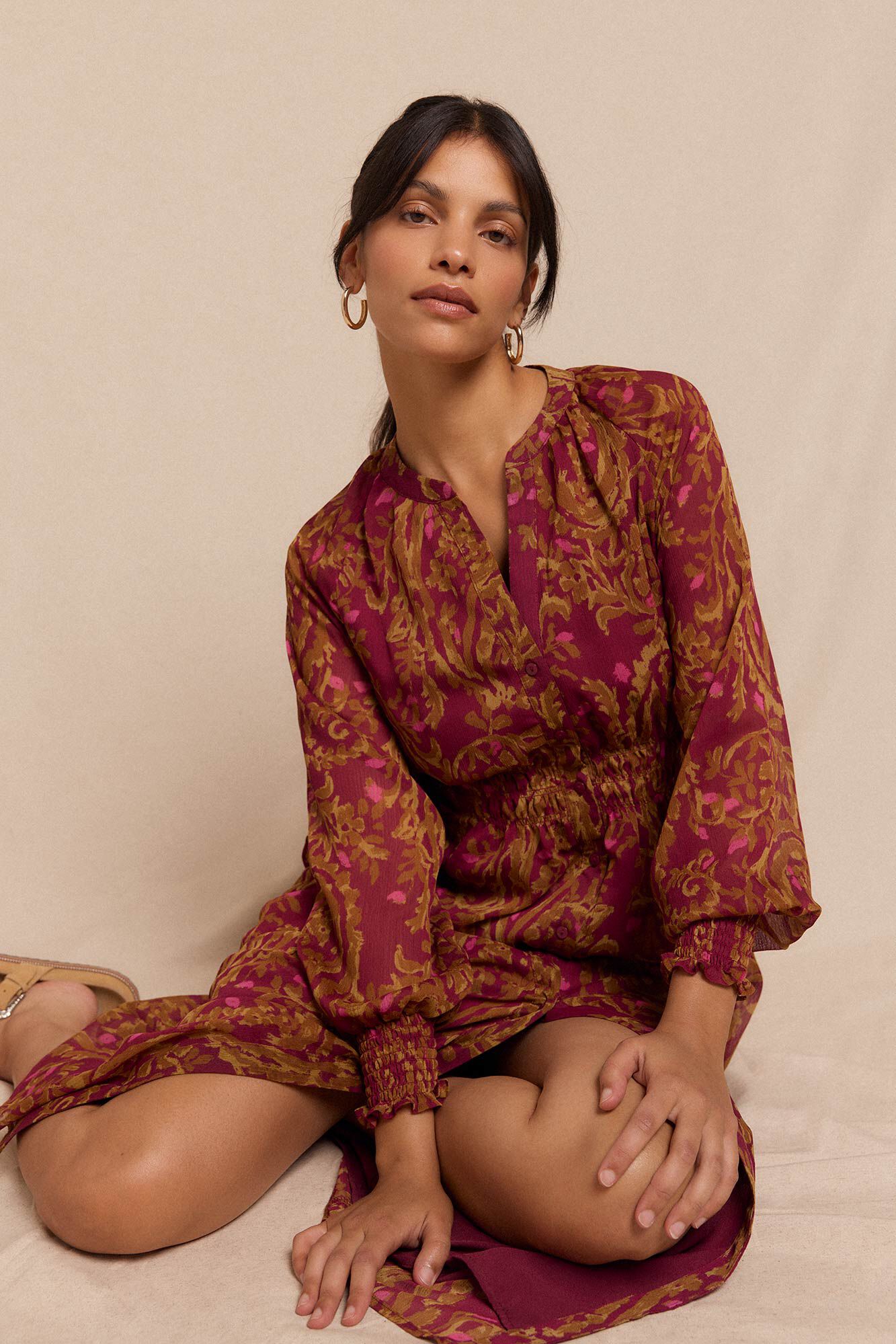 Slowlove Flowing printed dress Printed red