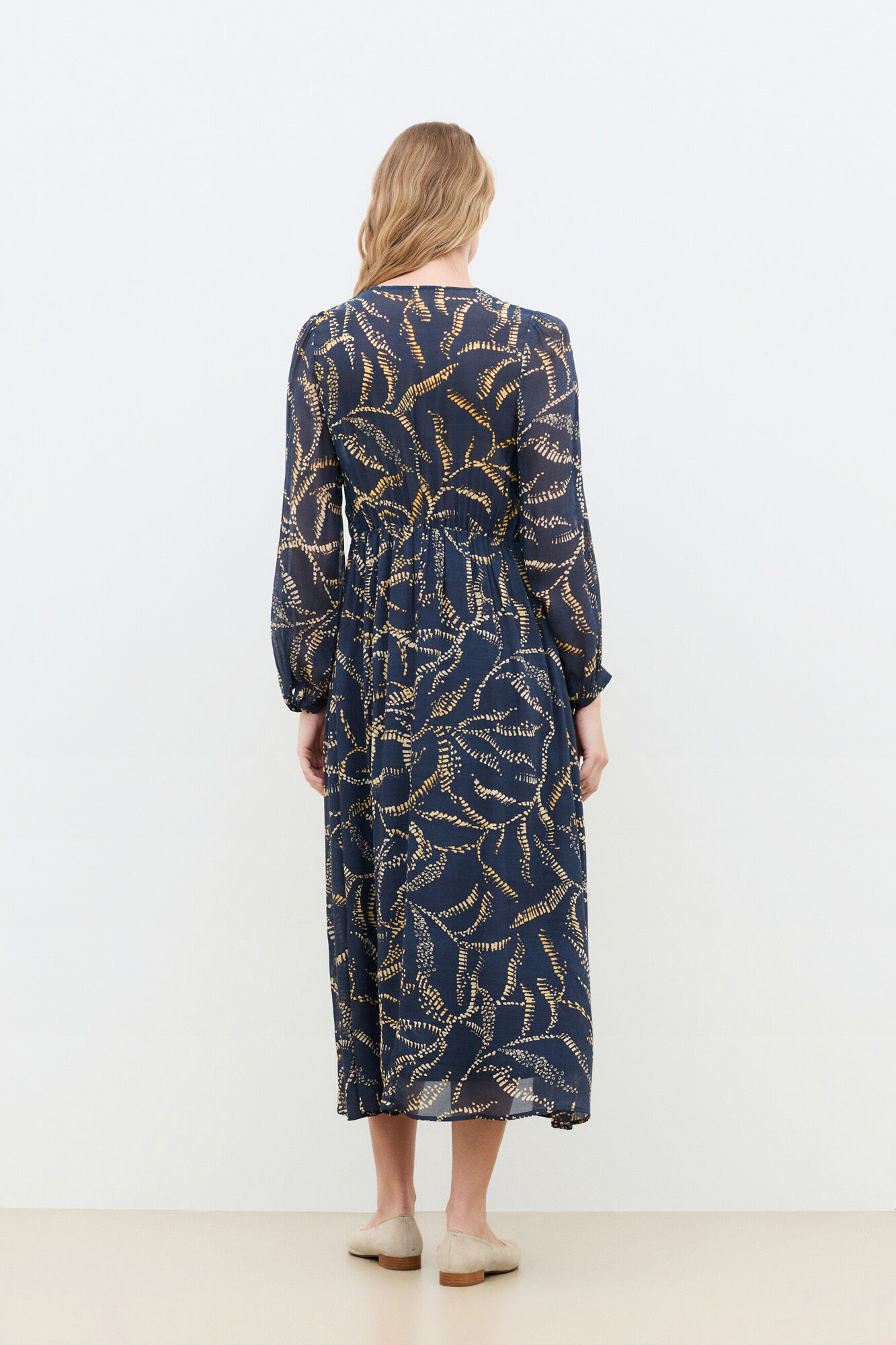 Caroll Vestido midi estampado 100% viscose Cinzento