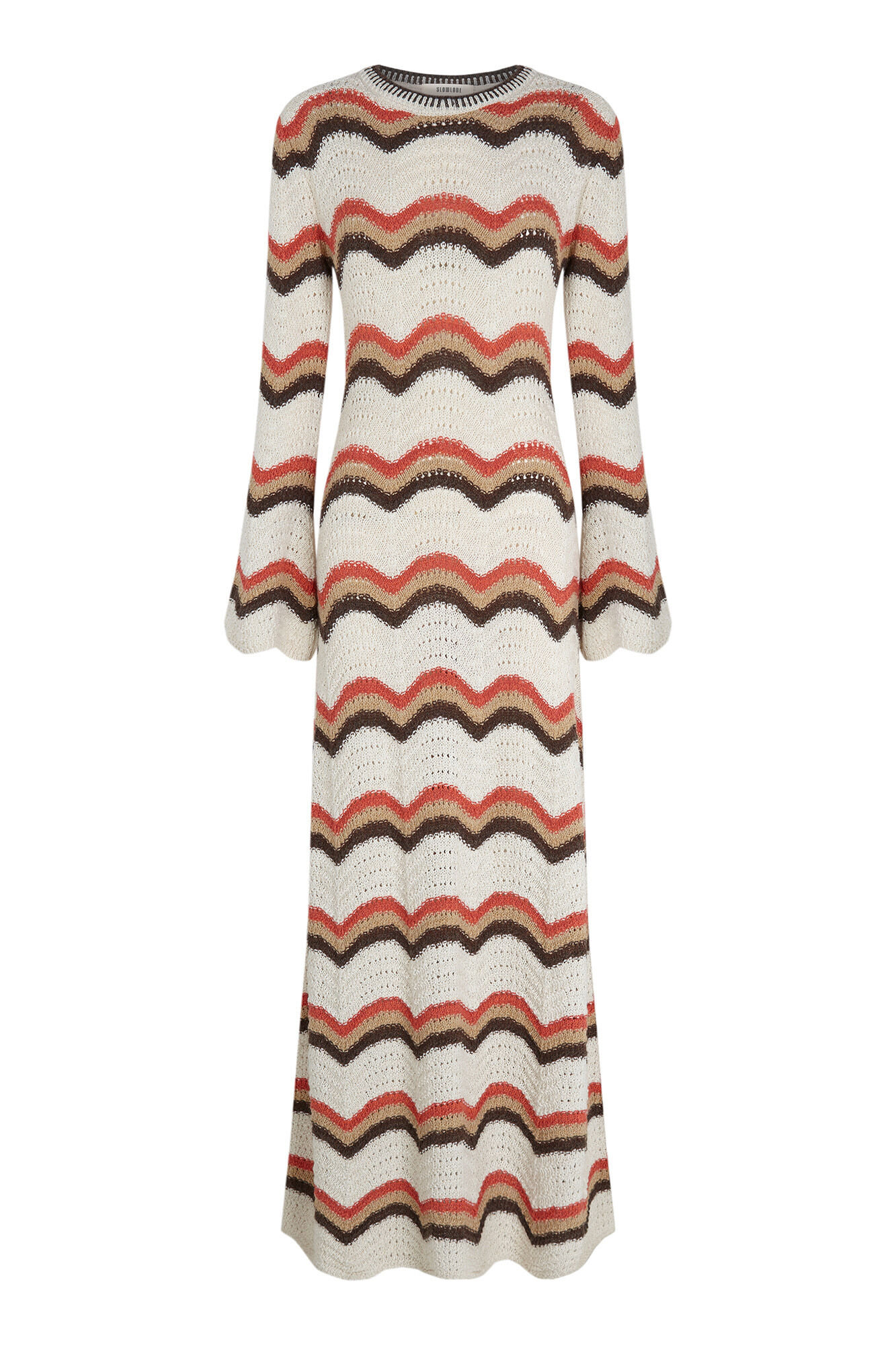 Slowlove Vestido punto ondas multicolor Marfil