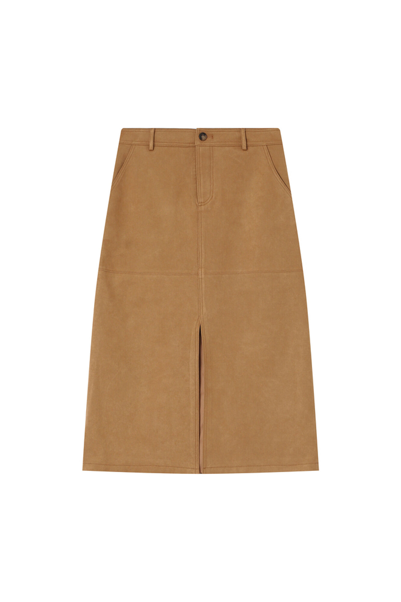 Grace & Mila Saia longa midi em camur&ccedil;a sint&eacute;tica, com fenda frontal Tostado