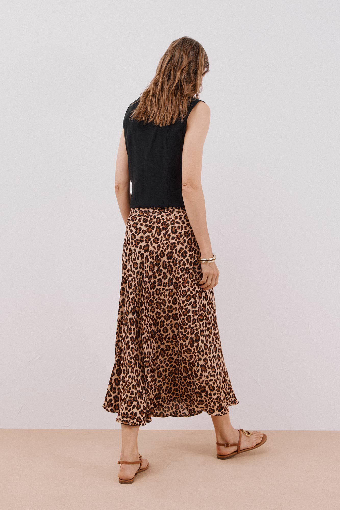 Cortefiel Printed circle skirt Printed beige
